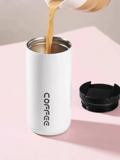 1pc Mini Stainless Steel Vacuum Insulated Coffee Cup, Fashionable Gift Cup, Compact And Convenient, Comfortable Grip, Street Companion, Office Cup, Coffee Cup, Milk Tea Cup. Vacuum Insulated Coffee Cup With Leak-Proof Screw Cap, Suitable For Both Men And Women, Can Hold Cold And Hot Drinks, Outdoor Camping Travel Mug.