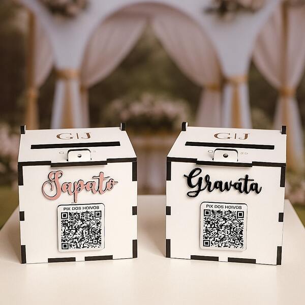 Caixa Gravata lua de mel caixa dos padrinhos  Pix