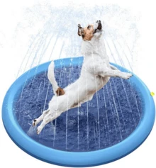Almohadilla de agua para perros adecuada para niños y mascotas, juguetes de agua para piscina engrosados ​​antideslizantes de 100 cm, almohadilla de agua para exteriores adecuada para perros - Celeste - Ver 7