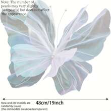 1 pieza de mariposa artificial gigante de gasa multicolor, semitransparente, para decoración de bodas, manualidades DIY, fiestas, celebraciones, decoración del hogar y regalos festivos