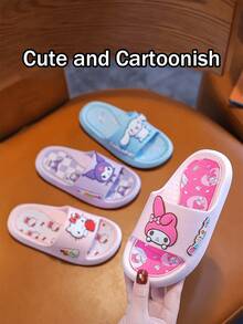 Sanrio Cute & Comfortable Summer Slippers(Pink-My Melody), Anti-Slip Sole, Lightweight & Soft, Indoor/Outdoor Cartoon Slide Sandals, with Multiple Sizes Available, Cute Cartoons Characters Designs, Parent-Child Matching