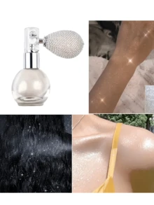 高光粉喷雾瓶，升级版多用途粉喷雾瓶，复古雾化器喷雾瓶，可再填充闪亮粉雾化器玻璃瓶，非常适合旅行和家居装饰（空瓶无粉），旅行必需品学校用品假日露营假日必需品度假配件迷你香水女士香水男士香水容器。 - 查看 6