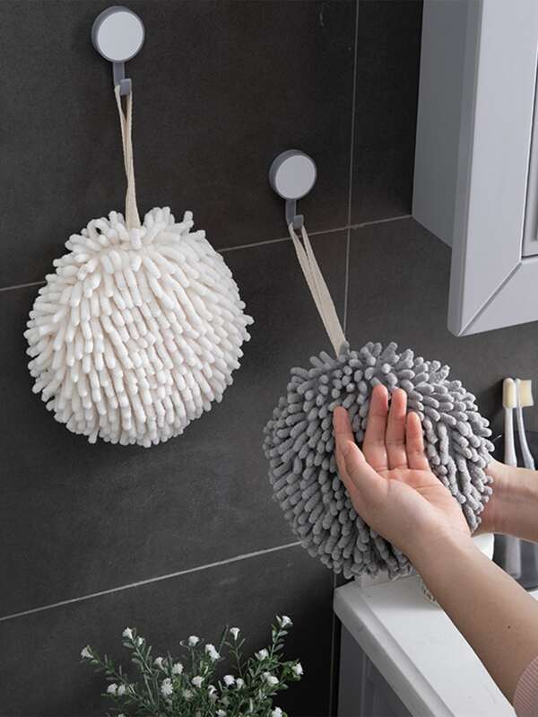 Chenille Hand Towel, Made Of Chenille, Has Good Water Absorption Performance, Suitable For Kitchen, Bathroom, Hand Washing Towel, Available In Gray And White Colors.For Bathroom Kitchen Decor