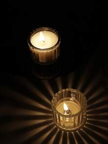 1pc- Fine Vertical Stripe Simple Glass Candlestick, High-Temperature Resistant Transparent Glass Ambient Candle, Small Round Cup Empty Cup Candlestick, Fine Line Tea Wax Cup, Best-Selling Candlestick, Best-Selling Candle Cup Glass Aroma Cup