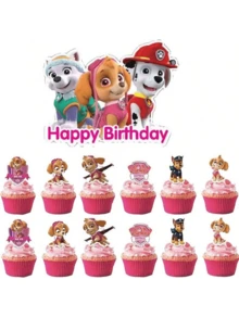 Decoración de fiesta de cumpleaños temática de Skye de PAW Patrol para niña, que incluye globos, vasos, servilletas, mantel, vajilla y pancarta de feliz cumpleaños (estilo aleatorio) - Multicolor - Ver 2
