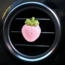 6 piezas Clips de rejilla de ventilación de coche con diseño de fresa, accesorios de auto, adecuados para hombres y mujeres, decoración de salida de ventilación de coche