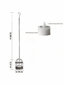1/2pcs Solar Powered Hanging Lantern, Waterproof Outdoor Solar Powered Bird Cage Candle Holder, Rust Color With Flickering Solar Lights, Suitable For Backyard, Garden, Fence And Tree Decor - Warm White Light - View 7