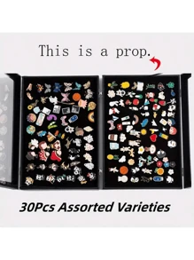 5/10 件珍珠胸针和鞋饰套装、蝴蝶结发夹、珠宝别针、时尚配饰组合、卡通胸针套装、卡通、别针、女士、纽扣