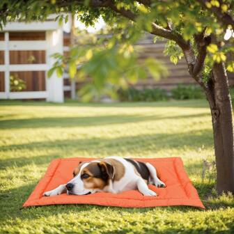 1pc Portable Foldable Dog Bed, Coffee Brown Color - Durable Polyester Pet Mat Suitable For Camping, Car And Home, Available In Multiple Sizes To Fit Various Pet Sizes