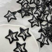 30pcs/10pcs Black Star Hair Clips, Fashion Girl Hair Accessories, Cute Pentagram Hair Clips BB Clips, Suitable For Daily Use, Accessories Y2k