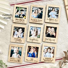 Customized Linden Wood Mini Magnetic Wooden Photo Frame, Instant Photo Printing, Engraved Wooden Frame, Personalized School Gift, Bulk/Back To School, Home & Living, Christmas Home Atmosphere, Autumn Home Refresh, Xmas Decoration