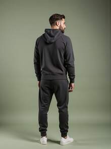 Debex Men's Thick Flannel Jogger Winter Cold Sweatpants - 深灰色 - 查看 4