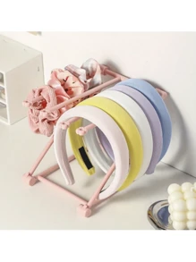 1 Portaoggetti per accessori per capelli in plastica rosa a 4 ripiani, portaoggetti multifunzionale da tavolo, adatto per riporre fasce per capelli, dotato di portaoggetti per gioielli in plastica da appoggiare sulla scrivania, adatto come regalo per Natale e Capodanno, unisex, portaoggetti per gioielli da appendere. Permette di riporre diversi articoli in modo ordinato e piegato.