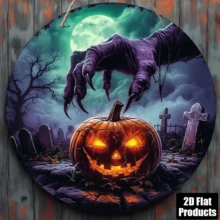 2D Flat, 1 Piece, Circular Wooden Decorative Painting Logo, Sky Themed Zombie Hand, Suitable For Bar, Kitchen, Coffee Shop, Home, Living Room, Office Decoration, Holiday Gifts, Halloween, Christmas Gifts, Perfect Gift For Gifting