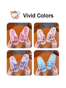 Sanrio Cute & Comfortable Summer Slippers(Pink-My Melody), Anti-Slip Sole, Lightweight & Soft, Indoor/Outdoor Cartoon Slide Sandals, with Multiple Sizes Available, Cute Cartoons Characters Designs, Parent-Child Matching