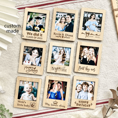 Customized Linden Wood Mini Magnetic Wooden Photo Frame, Instant Photo Printing, Engraved Wooden Frame, Personalized School Gift, Bulk/Back To School,Home & Living,Christmas Home Atmosphere, Autumn Home Refresh, Xmas Decoration,Home Harmony