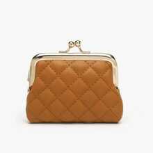 新款女士钱包；小型女士PU零钱包钥匙卡包夹子包。