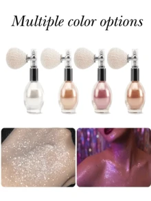 高光粉喷雾瓶，升级版多用途粉喷雾瓶，复古雾化器喷雾瓶，可再填充闪亮粉雾化器玻璃瓶，非常适合旅行和家居装饰（空瓶无粉），旅行必需品学校用品假日露营假日必需品度假配件迷你香水女士香水男士香水容器。 - 查看 2