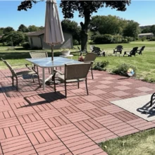 Interlocking Deck Plastic Floor Tiles (12"X12") - 27 Piece Set, Non-Slip & Durable For Patio, Balcony, Garage, Poolside - Brown - brown(27pcs) - 查看 4