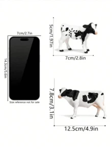 1 pieza Modelo de vaca simulada en blanco y negro, figura estática sólida de vaca y ternero, animal de granja en miniatura, vaca, animal de granja, granja, animal de juguete, vaca en miniatura, juguete de granero, granja de animales, juguete modelo de animal - Regalo de cumpleaños - Regalo de Navidad - Regalo - Regalo perfecto - Presente