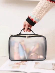 3件套大容量化妆包旅行必需品化妆品收纳包化妆收纳袋洗漱包收纳袋新年礼物开学季必备旅行包学校假期返校用品旅行包女士 - 黑色 - 查看 4