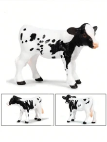 1 pieza Modelo de vaca simulada en blanco y negro, figura estática sólida de vaca y ternero, animal de granja en miniatura, vaca, animal de granja, granja, animal de juguete, vaca en miniatura, juguete de granero, granja de animales, juguete modelo de animal - Regalo de cumpleaños - Regalo de Navidad - Regalo - Regalo perfecto - Presente