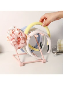 1 Portaoggetti per accessori per capelli in plastica rosa a 4 ripiani, portaoggetti multifunzionale da tavolo, adatto per riporre fasce per capelli, dotato di portaoggetti per gioielli in plastica da appoggiare sulla scrivania, adatto come regalo per Natale e Capodanno, unisex, portaoggetti per gioielli da appendere. Permette di riporre diversi articoli in modo ordinato e piegato.