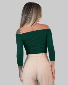 WOMEN'S FITTED SHOULDER BLOUSE IN SOLID COLOR, SHOULDER TO SHOULDER, STRAP-UP VISCOSE AITONA - Murano - View 3