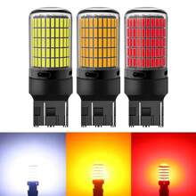 2 件 LED 汽车灯，T20 7440 W21W 和 3157 3156 P27W，超亮 60-SMD LED 替换件，用于备用/倒车灯、刹车/尾灯、转向灯/停车灯或行车灯、汽车零件