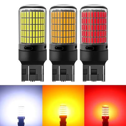 2 件 LED 汽车灯，T20 7440 W21W 和 3157 3156 P27W，超亮 60-SMD LED 替换件，用于备用/倒车灯、刹车/尾灯、转向灯/停车灯或行车灯、汽车零件