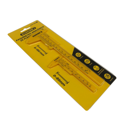 Paquímetro Analógico Plástico 0-80mm + 0-150mm | Kit 2 Peças Precisas e Duráveis