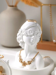 1 قطعة حامل عرض مجوهرات على شكل رأس إنساني من الراتنج بطراز أوروبي مبتكر، مناسب لتخزين الأقراط والقلائد والقلادات للفتيات. قطعة ديكورية يمكن وضعها في غرفة المعيشة أو خزانة السرير، ديكور الغرفة - متعدد الألوان - مشاهدة 5