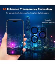 3 件装钢化玻璃相机镜头保护膜，兼容 15 Pro 6.1 英寸和 15 Pro Max 6.7 英寸，超高清，9H 硬度，防刮，适合手机壳，易于安装，不影响夜拍，兼容 16 Pro Max/16 Pro/16 Plus/16、15 Pro Max/15 Pro/15 Plus/15、14 Pro Max/14 Pro/14 Plus/14、13 Pro Max/13 Pro/13/13 系列，相机镜头保护膜 - 無色 - 查看 4