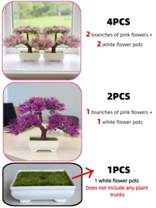 2/4pcs Artificial Realistic Artificial Bonsai Tree In Small Pot With Plastic Cement Pots For Home Table Decoration Decoration Garden Arrangement Ornaments, Simulation Tree, Artificial Plants, Decoration, Room Decoration, Christmas Decrations, Bedroom Decoration - Multicolor - View 5