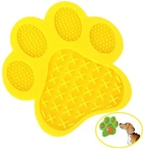 Local Warehouse Arrived In Three,2pcs Dog Lick Pad Slow Eating Cute Dog Mat With Super Suction Secure Suction Peanut Butter Mat For Bath Distraction, Grooming & Training (Yellow) - 黃色 - 查看 1