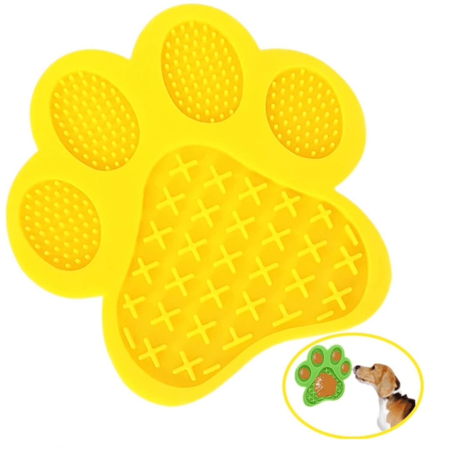 Local Warehouse Arrived In Three,2pcs Dog Lick Pad Slow Eating Cute Dog Mat With Super Suction Secure Suction Peanut Butter Mat For Bath Distraction, Grooming & Training (Yellow) - 黃色 - 查看 1