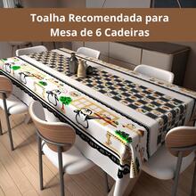 Rectangular 6-Seater Tablecloth 2.00m X 1.40m Oxford Various Prints - Pingüino negro - Ver 2