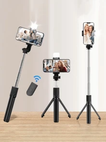 Statyw do selfie Bluetooth ze światłem wypełniającym i pilotem, kompatybilny z większością smartfonów, oświetlenie LED, przenośne, ściemnialne oświetlenie LED do aparatów i kamer, vlogów, do selfie, nagrywania wideo, spotkań Zoom, wywiadów, transmisji na żywo, vlogów, spotkań rodzinnych, sesji zdjęciowych na imprezach świątecznych, również do selfie z ręki i aktywności na świeżym powietrzu - Wielokolorowe - Zobacz 7
