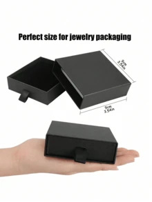 10pcs Jewelry Gift Boxes, 3.5 X 3.5 Inch Black Cardboard Jewelry Boxes, Bulk Small Jewelry Boxes With Lids, For Necklace Ring Earring Display Boxes, Earring Ring Necklace Storage Boxes For Women Storage Organizer Travel Essentials Back To School Dormitory Storage Fall Decor