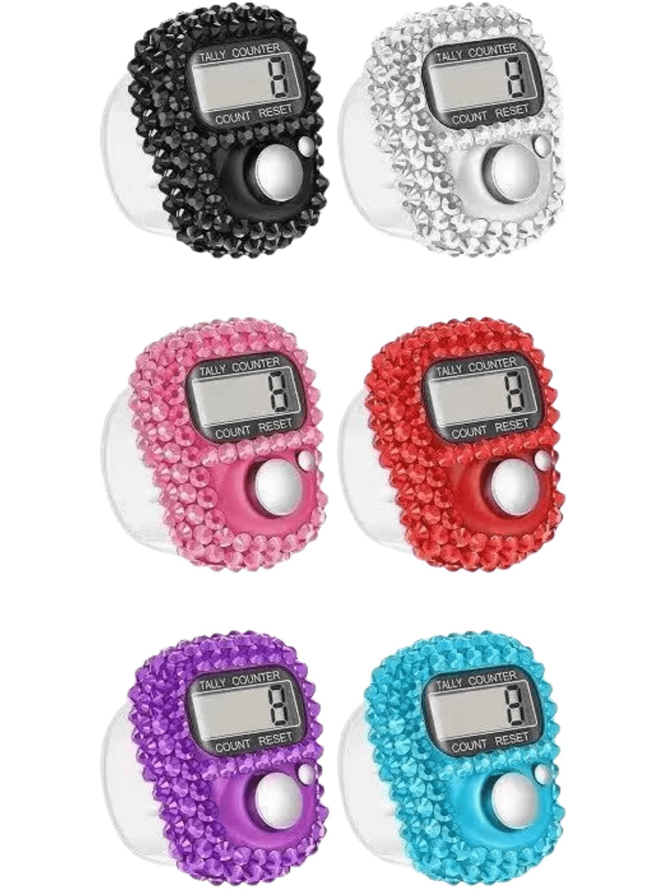 Electronic Ring Tally Counter, LCD Digital Display Screen, Manual Click Counting Clicker, Resettable Manual Counter, Manual Lap Time Recorder, Digital Tracking Ring - Multicolor - View 1