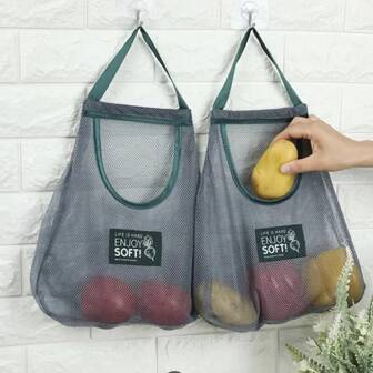 1/2 Stücke wiederverwendbare Mesh Aufbewahrungstaschen mit doppelten Taschen, geeignet für Küche, Obst, Gemüse, Knoblauch, Zwiebeln, Kartoffeln, Tomaten