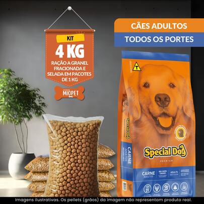Kit 4 KG Ração Para Cachorro Special Dog Cães Adultos a Granel  – Sabor Carne | 21% de Proteína | Embalagem Selada por Quilo