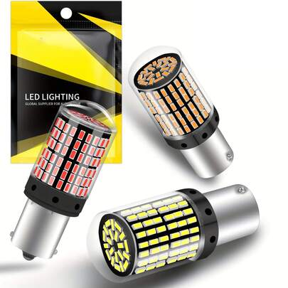 1/2PCS LED Car Lights 1156 BA15S P21W BAU15S PY21W 1157 BAY15D LED Bulb White Light Red Light Yellow Light 144SMD CanBus Light Reverse Turn Signal Light Automobile Parts