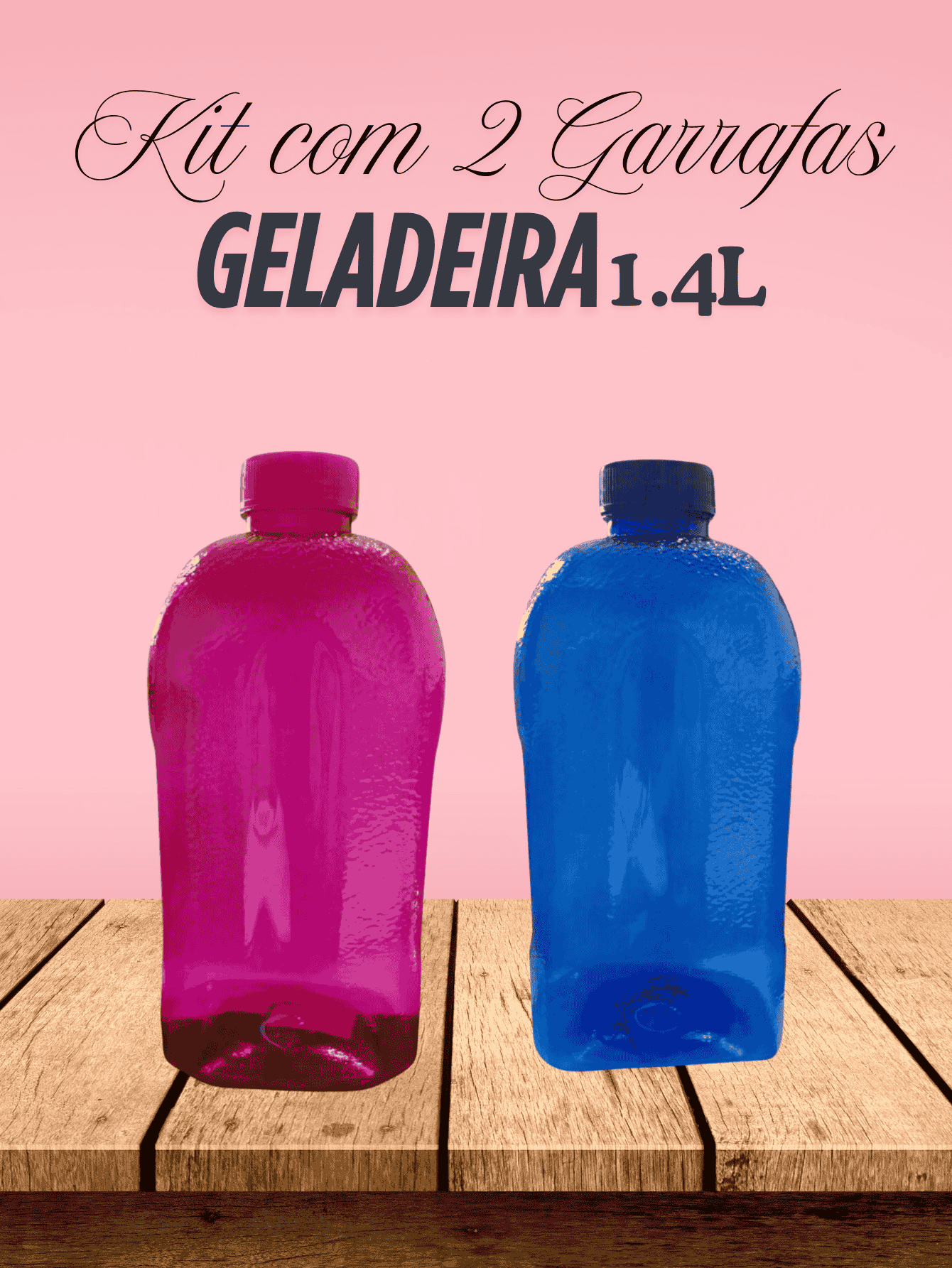 Kit Of 2 1.4L Refrigerator Bottles – Plastic, Resistant And Ideal For Water, Juice And Cold Drinks