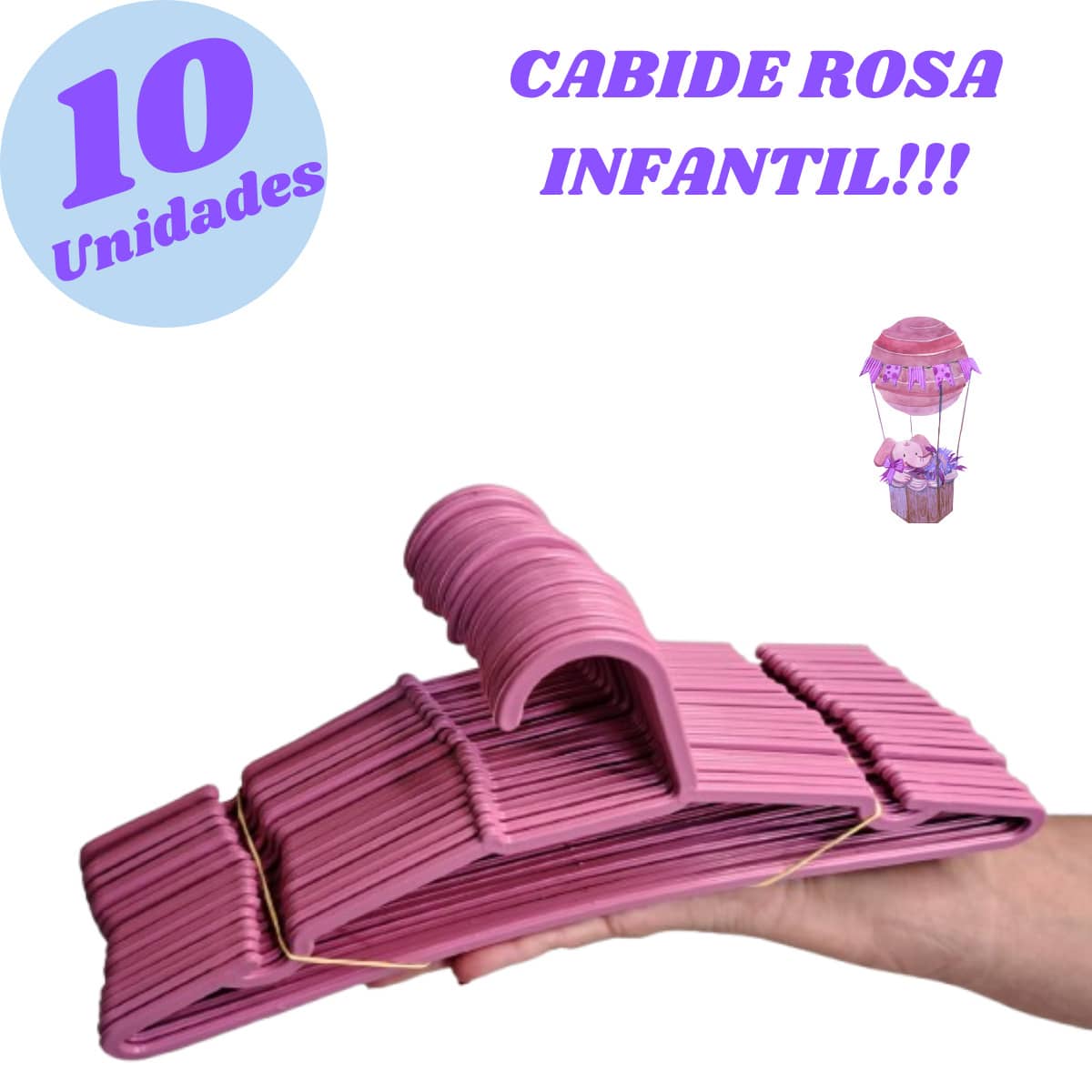 Kit Of 10 Baby Pink Children's Hangers, Reinforced Plastic - 淺粉色 - 查看 1
