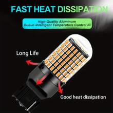 2 件 LED 汽车灯，T20 7440 W21W 和 3157 3156 P27W，超亮 60-SMD LED 替换件，用于备用/倒车灯、刹车/尾灯、转向灯/停车灯或行车灯、汽车零件
