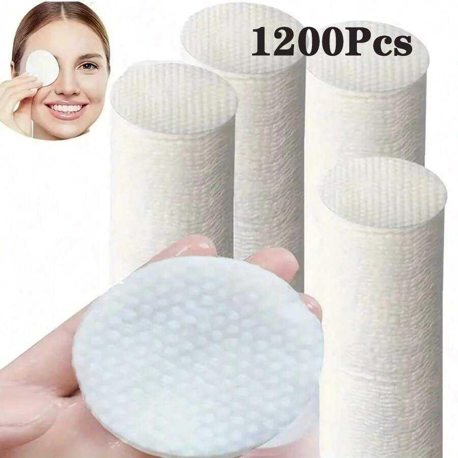 1200 miếng bông tẩy trang hình bầu dục, thích hợp sử dụng cho mặt, bông tẩy trang chất lượng cao, không gây dị ứng, không xơ vải, phù hợp với mọi loại da, khăn ướt dùng một lần, khăn lau mặt không dệt.