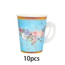 10件/20件/50件纸茶杯茶会装饰花艺纸茶杯带手柄花艺茶会用品适用于冷热饮品生日宝宝派对新娘婚礼春季装饰 - 彩色 - 查看 14