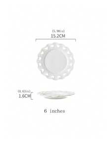 1pc/2pcs European Style Embossed Heart Shaped Plate, Pure White Hollow Heart Shaped Dinner Plate, Ceramic Dessert Plate For Home Use, Cake Display Plate