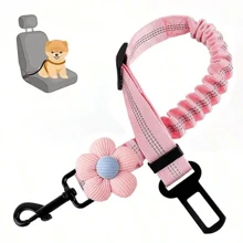1pc Cute Pink Dog Car Seat Belt Leash With Floral Design - Adjustable, Reflective Harness For Pet Cats And Dogs, Multiple Colors Available, Travel Gear|Floral Pattern Leash|Adjustable Strap, Dog Accessories Dog Car Seat Car Seat Covers Dog Car Seat Cover Pet Car Seat